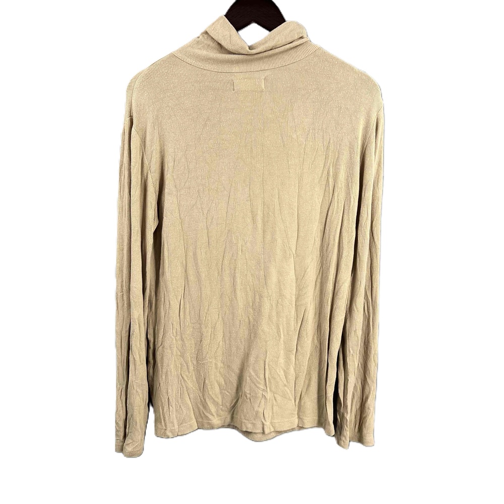 OAK + FORT Beige Rib Knit Long Sleeve Turtleneck Top Womens Large